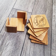 Set of 6 Personalized Custom Wood Square Coasters